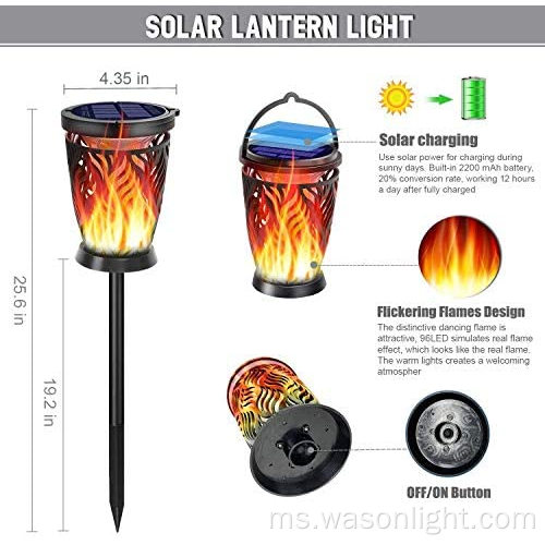 Lantang menggantung tanglung suria Flickering api solar solar cahaya kalis air LED api payung cahaya landskap cahaya hiasan